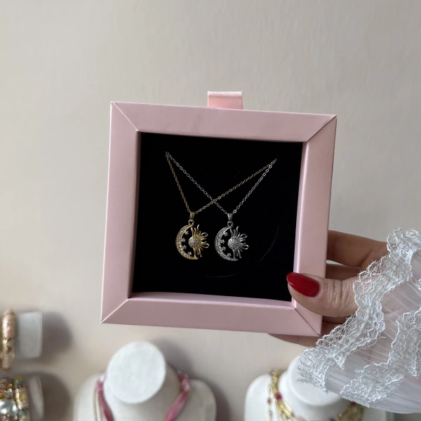 Ay Güneş Taşlı Kolye