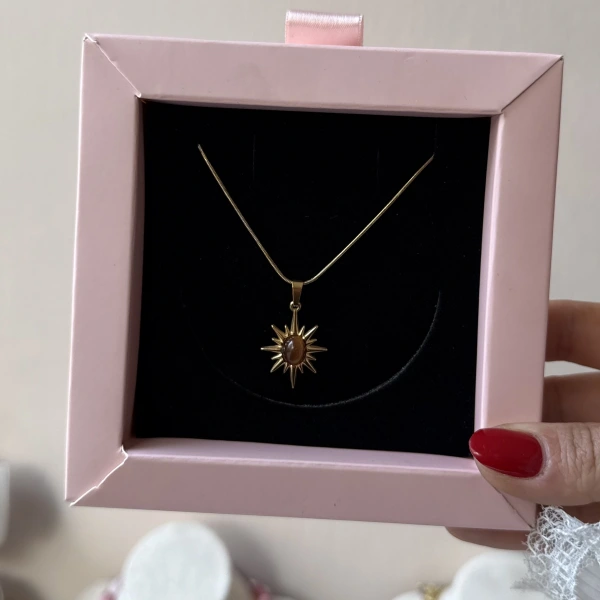 Kahverengi Taşlı Kuzey Yıldızı Kolye