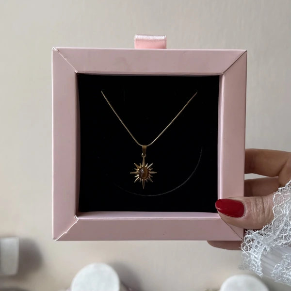 Kahverengi Taşlı Kuzey Yıldızı Kolye