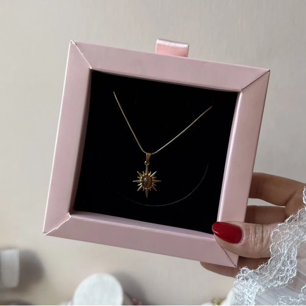 Kahverengi Taşlı Kuzey Yıldızı Kolye