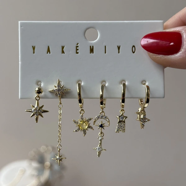 Gökyüzü Çemberi 6lı Küpe Seti