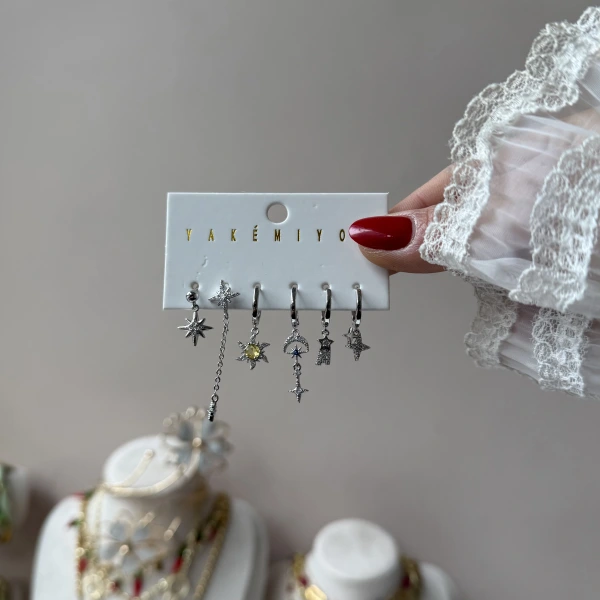 Gökyüzü Çemberi 6lı Küpe Seti