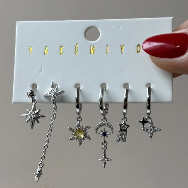 Gökyüzü Çemberi 6lı Küpe Seti