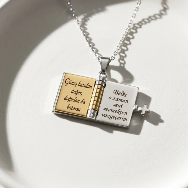 Şiirli Kitap Kolye (Karışık Renk )