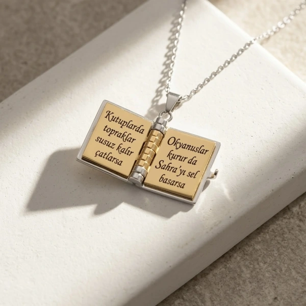 Şiirli Kitap Kolye (Karışık Renk )