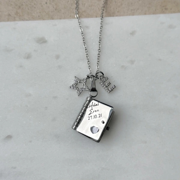 Yazılı ve Fotoğraflı Kitap Kolye