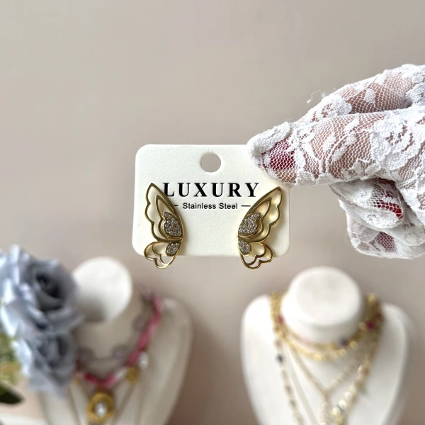 Taşlı Kelebek Küpe