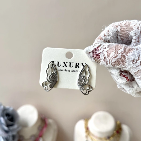 Taşlı Kelebek Küpe