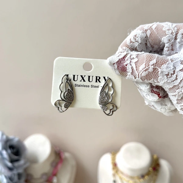 Taşlı Kelebek Küpe