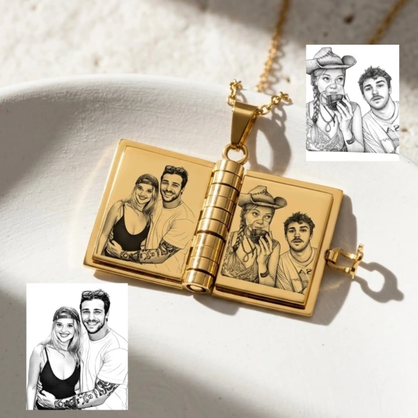 7 Sayfa Çizim Fotoğraflı Kitap Kolye