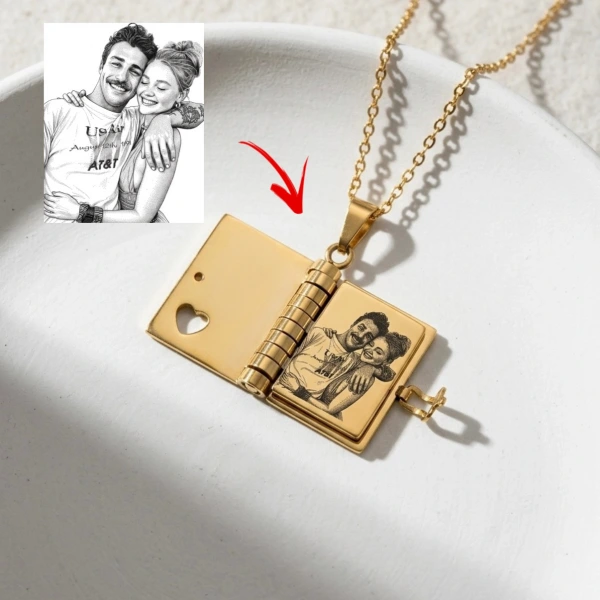 7 Sayfa Çizim Fotoğraflı Kitap Kolye