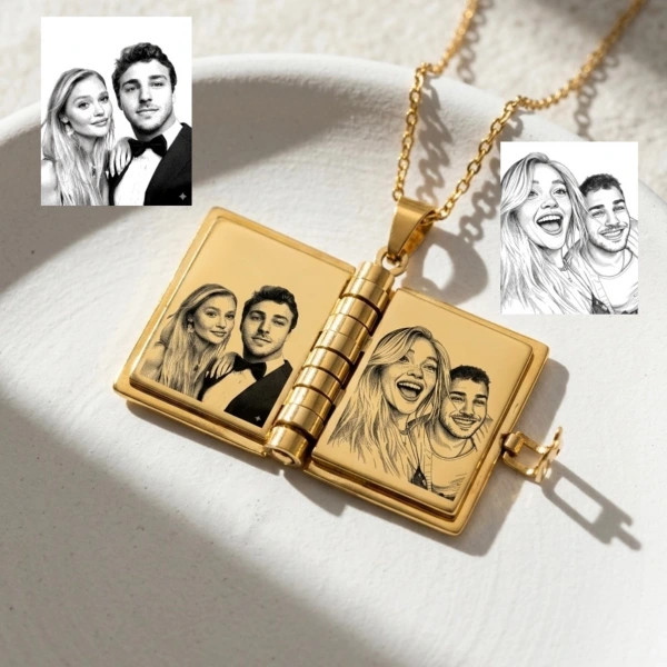 7 Sayfa Çizim Fotoğraflı Kitap Kolye