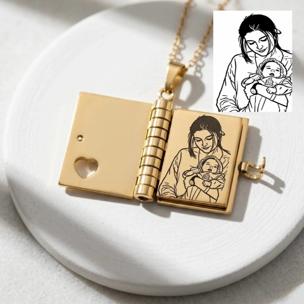 7 Sayfa Gölgesel Fotoğraflı Kitap Kolye