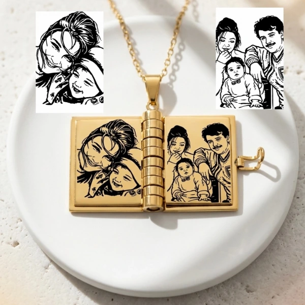 7 Sayfa Gölgesel Fotoğraflı Kitap Kolye