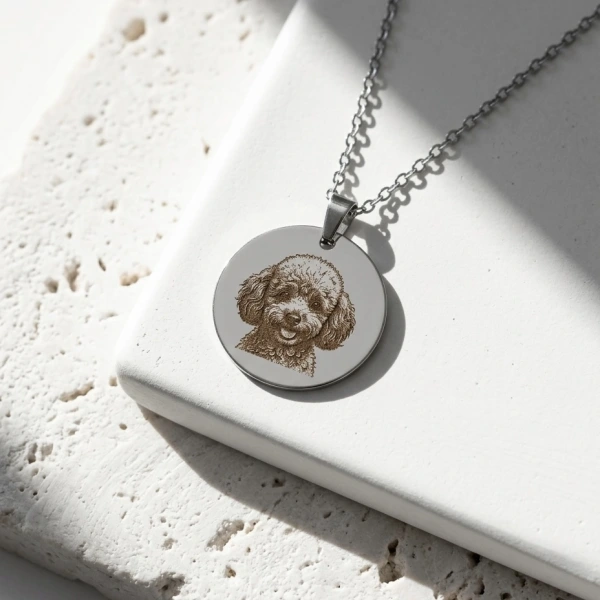 Göz Çizimli Fotoğraflı Kolye