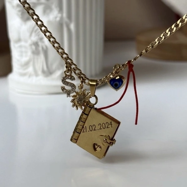 Şans Charmlı Şiirli Kitap Kolye