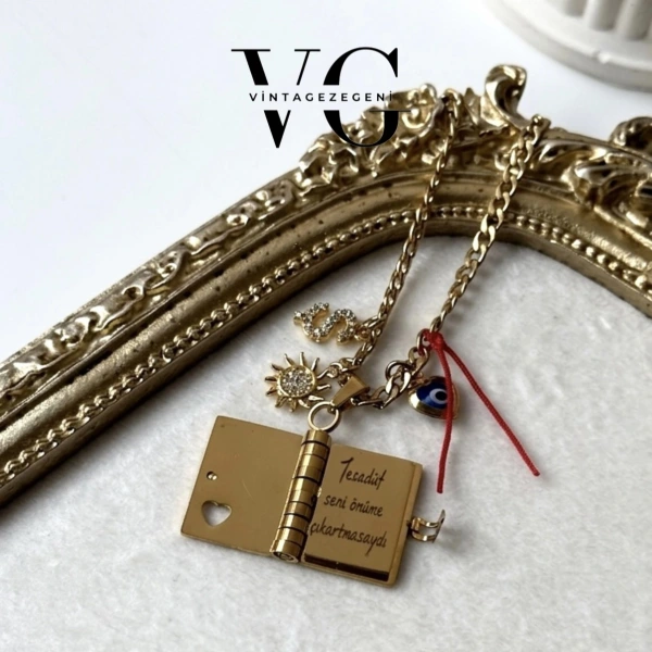 Şans Charmlı Şiirli Kitap Kolye