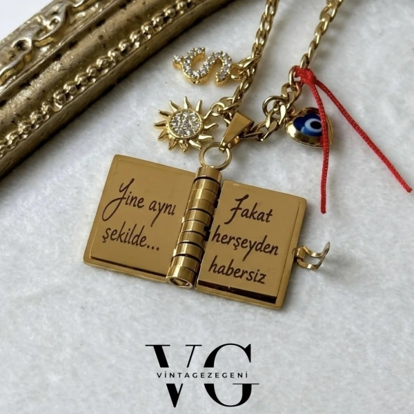 Şans Charmlı Şiirli Kitap Kolye
