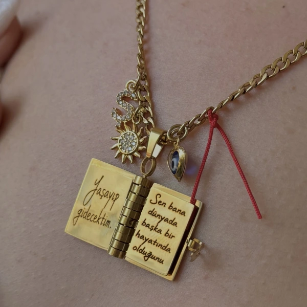 Şans Charmlı Şiirli Kitap Kolye