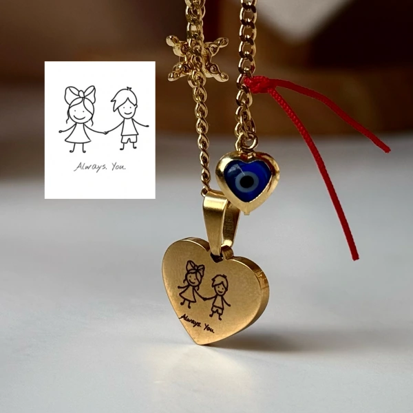 Şans Charmlı Kendin Yaz Kendin Çiz Kolye