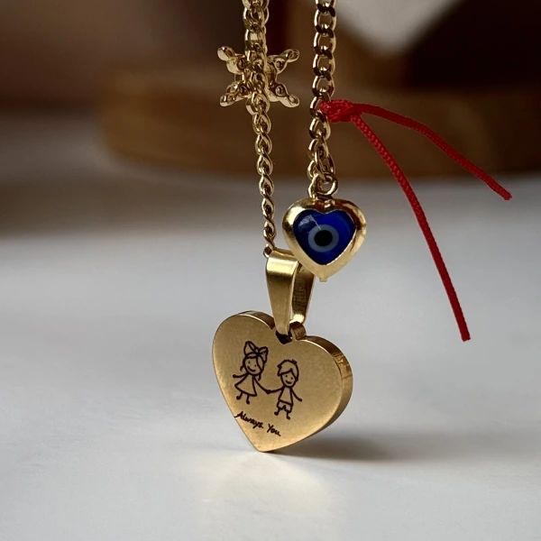 Şans Charmlı Kendin Yaz Kendin Çiz Kolye