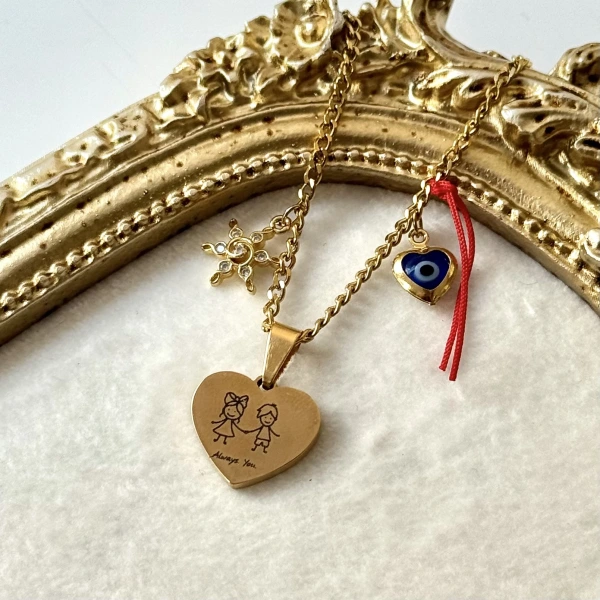 Şans Charmlı Kendin Yaz Kendin Çiz Kolye