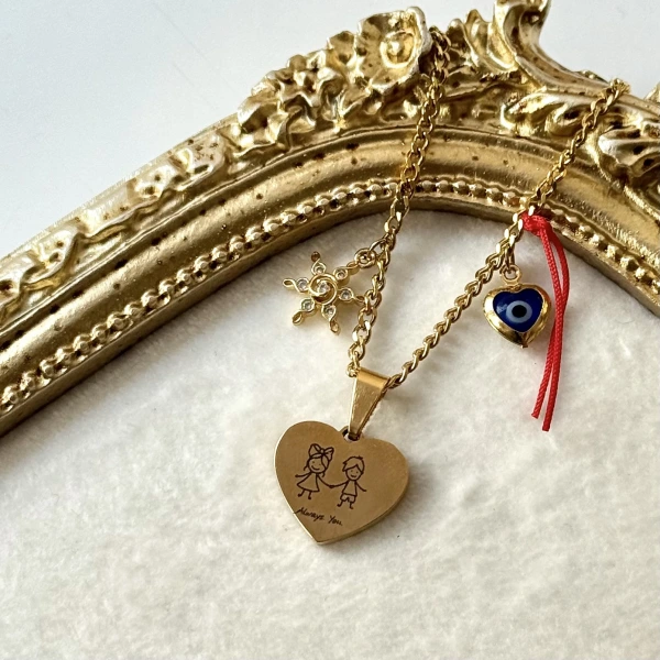 Şans Charmlı Kendin Yaz Kendin Çiz Kolye