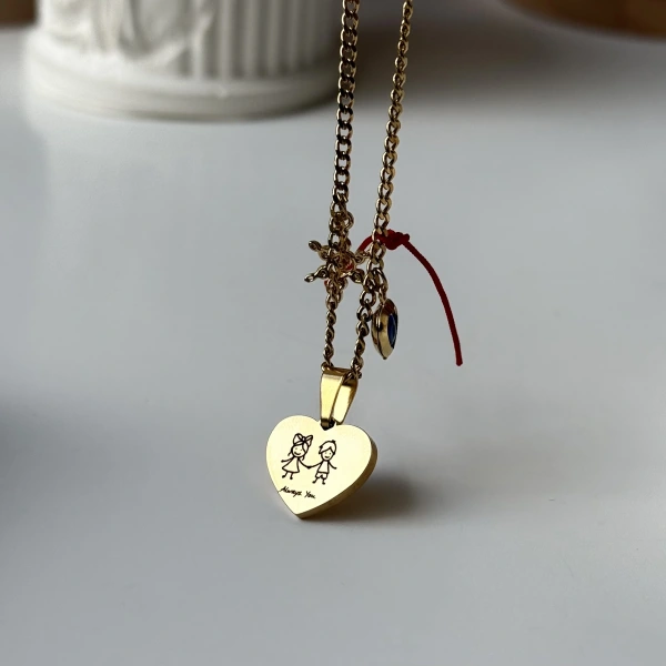 Şans Charmlı Kendin Yaz Kendin Çiz Kolye