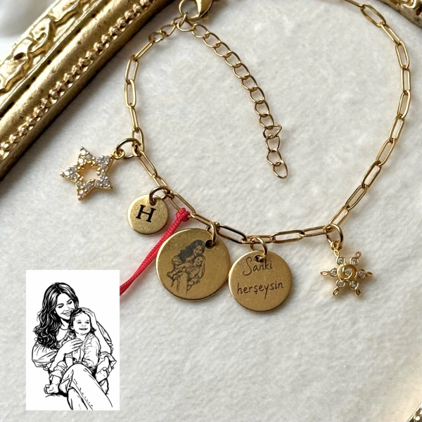 Kişiye Özel Fotoğraflı ve Yazılı Bileklik