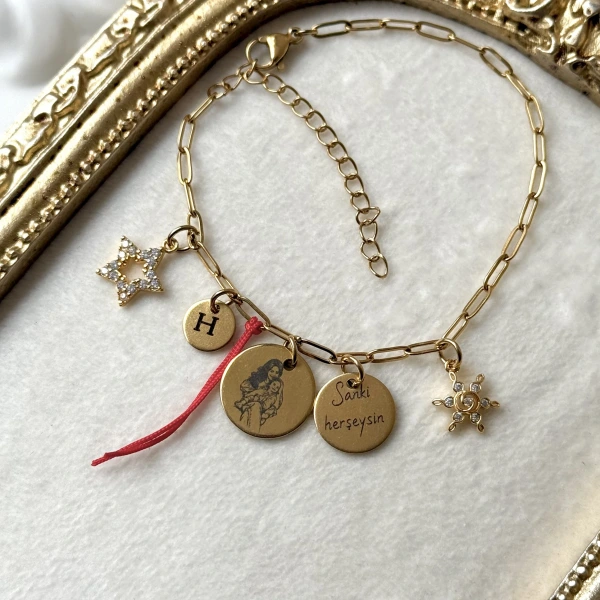 Kişiye Özel Fotoğraflı ve Yazılı Bileklik