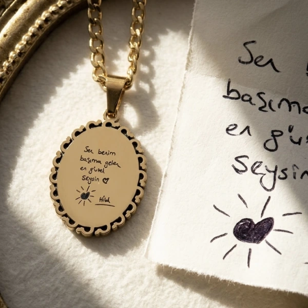 Arkası Yazılı Kendin Yaz Kendin Çiz Kolye