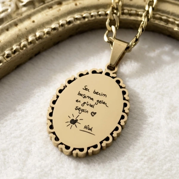 Arkası Yazılı Kendin Yaz Kendin Çiz Kolye