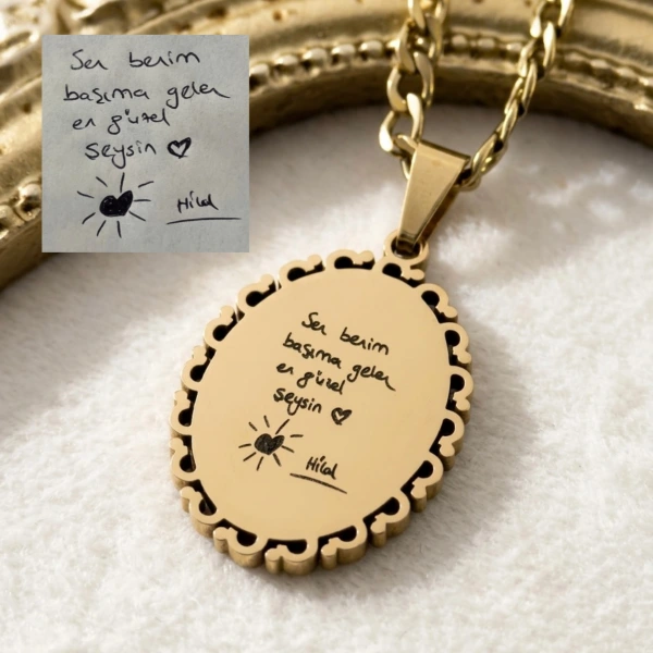 Arkası Yazılı Kendin Yaz Kendin Çiz Kolye