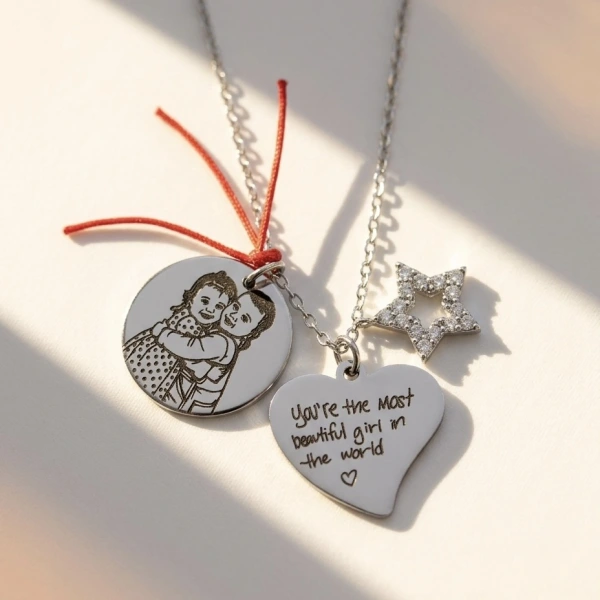 Kendi El Yazın ve Çizgisel Fotoğraflı Kolye