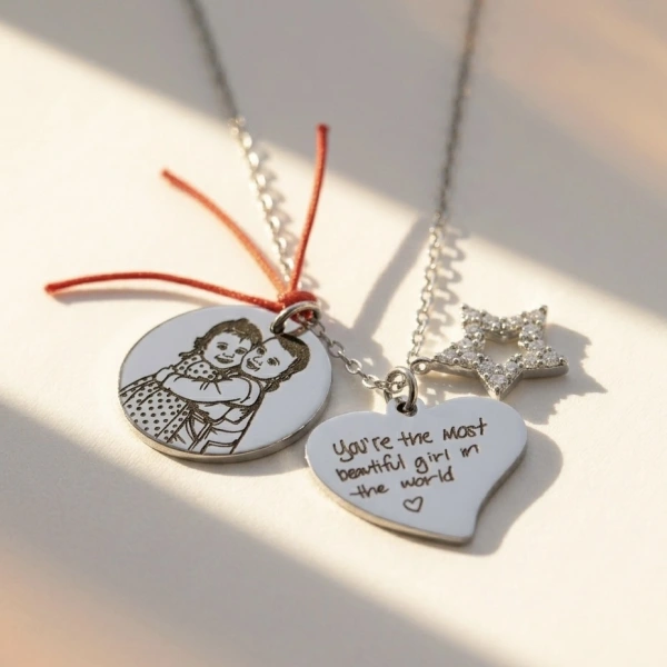 Kendi El Yazın ve Çizgisel Fotoğraflı Kolye