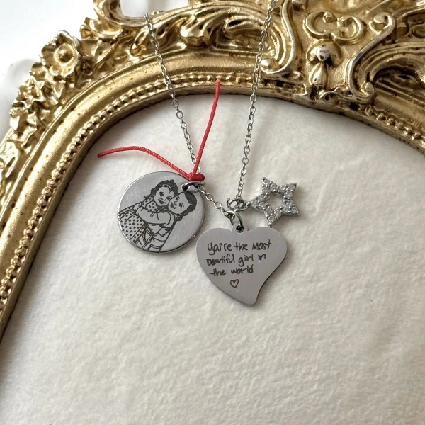 Kendi El Yazın ve Çizgisel Fotoğraflı Kolye