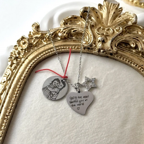 Kendi El Yazın ve Çizgisel Fotoğraflı Kolye