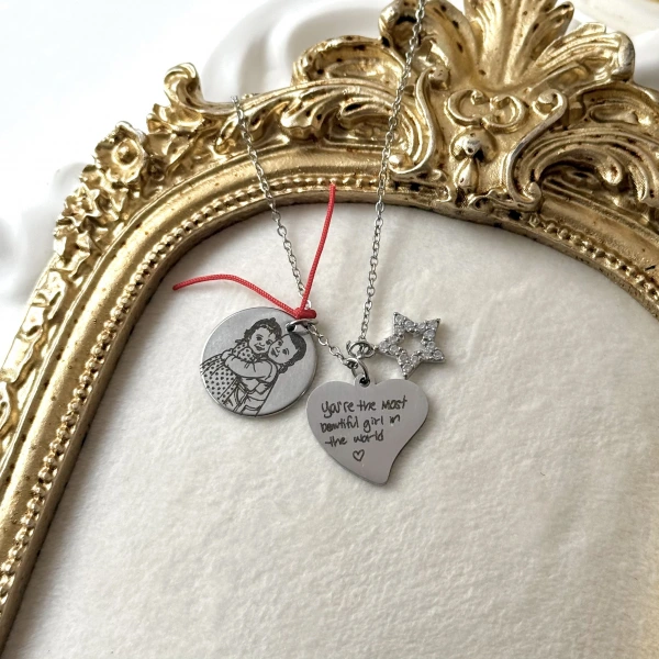 Kendi El Yazın ve Çizgisel Fotoğraflı Kolye