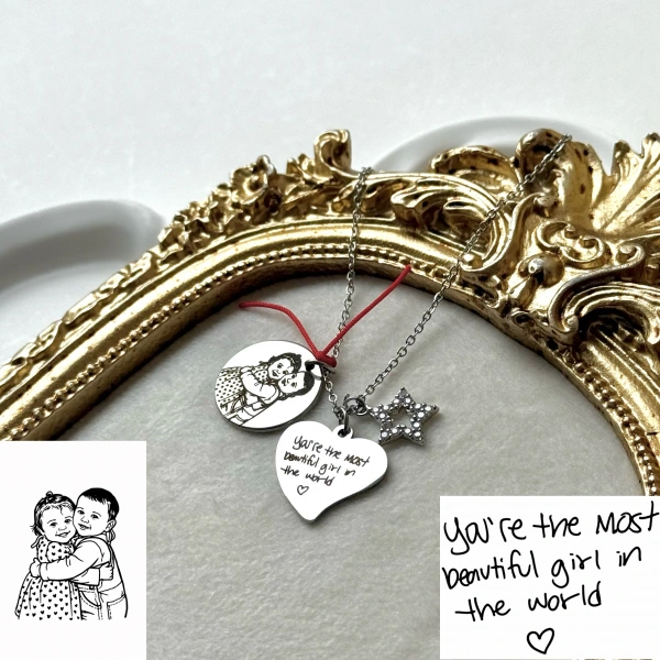 Kendi El Yazın ve Çizgisel Fotoğraflı Kolye