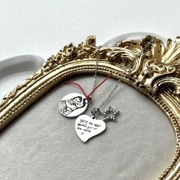 Kendi El Yazın ve Çizgisel Fotoğraflı Kolye