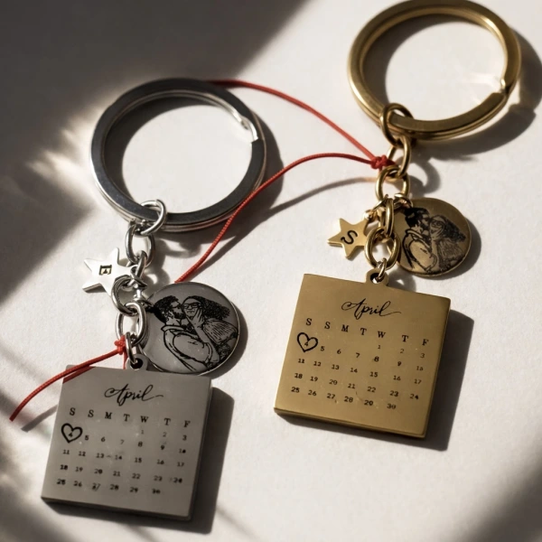 Tarihli ve Çizim Fotoğraflı Anahtarlık