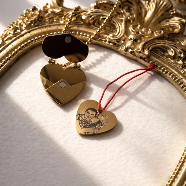 Çizimli ve Yazılı Kalp Zarf Kolye