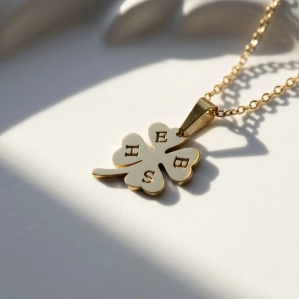 Dört Harfli Yonca Kolye