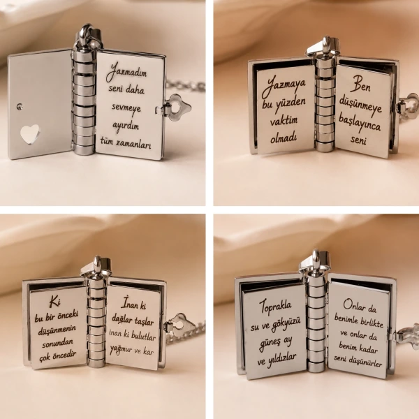 Şiirli Kitap Kolye ve Anahtarlık