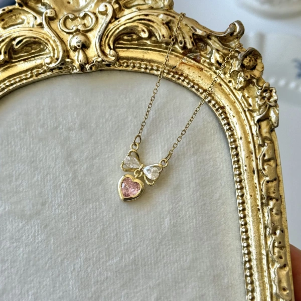 Fiyonk Pembe Kalp Kolye