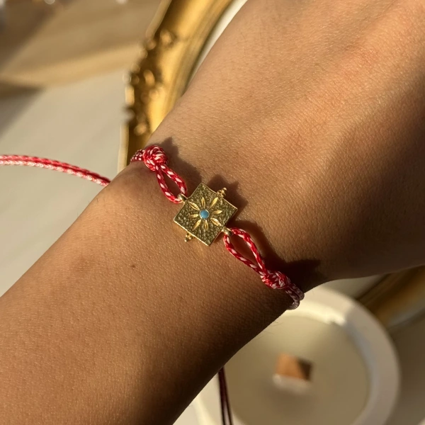 Mavi Taşlı Nazar Boncuk İpli Bileklik