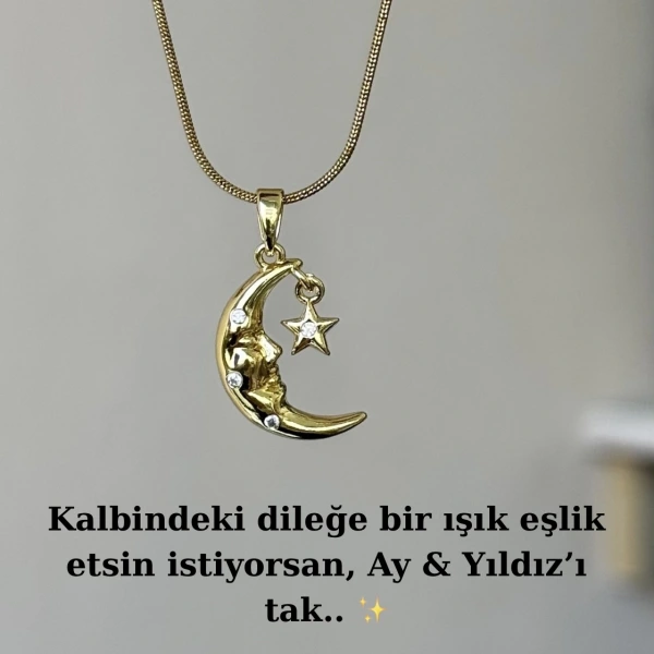 Yıldızlı Hilal Kolye