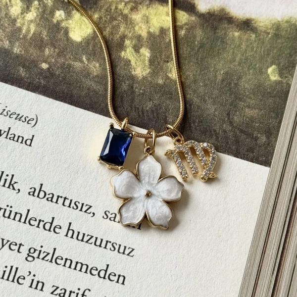 Anlamlı Charm ve Burç Taşı Kolyesi