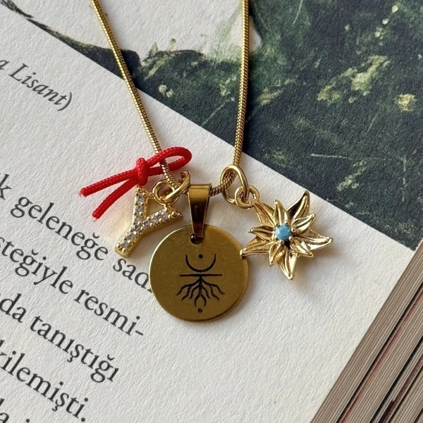 Niyet Koleksiyonu Doğum Çiçeği Charmlı Harfli Kolye