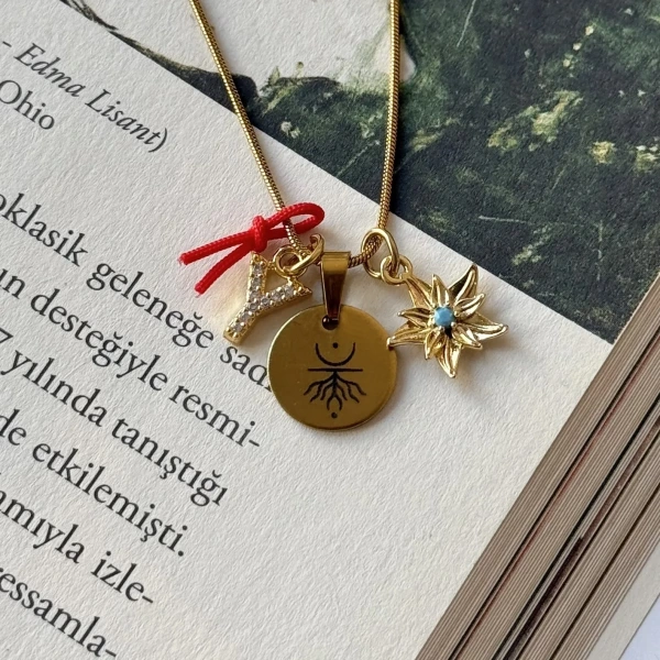 Niyet Koleksiyonu Doğum Çiçeği Charmlı Harfli Kolye